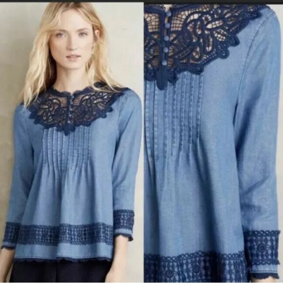 ❤️NWT Nanette Lapore Chambray Top (Size Medium) $99 Retail❤️ - Picture 1 of 6